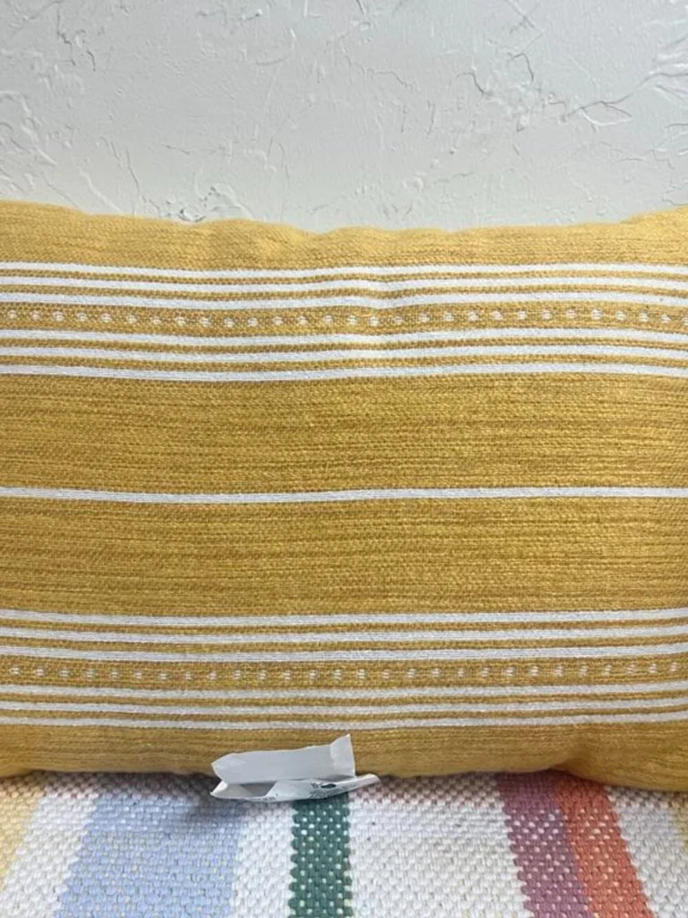 NEW Woven Stripe Braided Fringe Decorative Throw Pillow Dark Gold - Threshold.